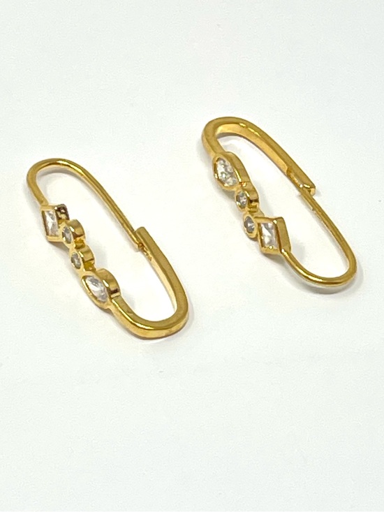 Anthropologie Jewelry - New Anthropologie Cubic Zirconia Geometric Clip Gold Earrings